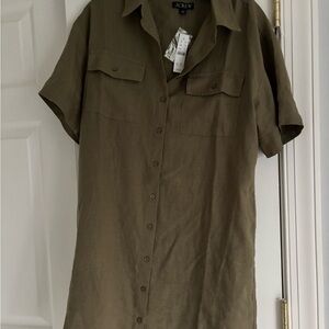J. Crew Women’s Olive Linen Casual Shirt Dress